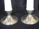 LF42391/42392EC: Pair White & Metal Candlesticks