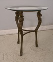 52280EC: Round Glass Top Griffin Base Occasional T