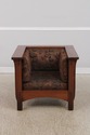 69837: Mission Style Solid Mahogany Cube Arm Chair