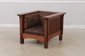 69837: Mission Style Solid Mahogany Cube Arm Chair