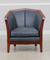 71868: STICKLEY Cherry Blue Leather Club Chair