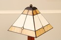 71878: Pair STICKLEY Mission Oak Slag Glass Lamps