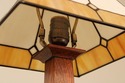 71878: Pair STICKLEY Mission Oak Slag Glass Lamps