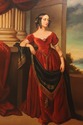F71984: Artist Signed Portrait Of Lady In Red Dres