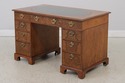 72007: English 3 Part Leather Top Burl Walnut Desk