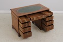 72007: English 3 Part Leather Top Burl Walnut Desk