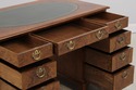 72007: English 3 Part Leather Top Burl Walnut Desk