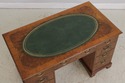 72007: English 3 Part Leather Top Burl Walnut Desk