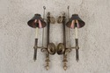 F72066: Pair CHAPMAN Brass Tole Shade Wall Lights