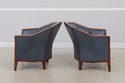 F72068: Pair Of STICKLEY Cherry Blue Leather Club 
