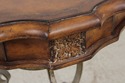 LF72087: Leather Top Wrought Iron Base Mahogany Si