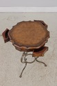 LF72087: Leather Top Wrought Iron Base Mahogany Si