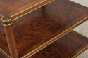 72195: HENREDON Burl Walnut 3 Tier Rolling Side Ta