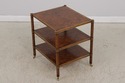 72195: HENREDON Burl Walnut 3 Tier Rolling Side Ta