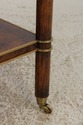 72195: HENREDON Burl Walnut 3 Tier Rolling Side Ta