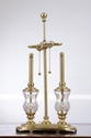 F72199: WATERFORD Brass & Crystal 2 Light Desk Lam