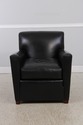 72238: Pair Of STICKLEY Black Leather Club Chairs