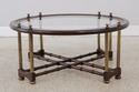 72405: Regency Faux Bamboo Round Brass & Glass Top