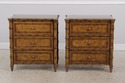 72637: Pair DREXEL Bamboo Form 3 Drawer Nightstand