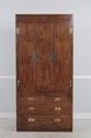 72803: HENREDON Campaign Style Oak Bedroom Armoire