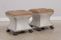 L73069: THOMASVILLE Pair Of Tufted Leather Stools