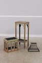 L73122: Neo-Gothic Painted Wood & Wire Birdcage On