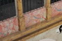 L73122: Neo-Gothic Painted Wood & Wire Birdcage On