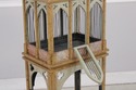 L73122: Neo-Gothic Painted Wood & Wire Birdcage On