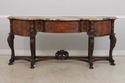 F73154: Vintage Carved Walnut Marble Top Sideboard