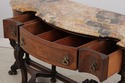 F73154: Vintage Carved Walnut Marble Top Sideboard