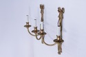 F73159: Pair Of French Style Brass Electric Sconce