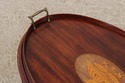 F73268: English Edwardian Inlaid Mahogany Oval Tra