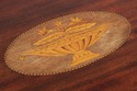F73268: English Edwardian Inlaid Mahogany Oval Tra