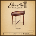 F73268: English Edwardian Inlaid Mahogany Oval Tra