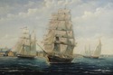 F73294: Artist Signed Oil On Canvas Tall Ships Pai