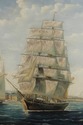 F73294: Artist Signed Oil On Canvas Tall Ships Pai