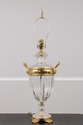 F73295: Pair Sunning Italian Brass & Crystal Urn S