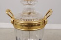 F73295: Pair Sunning Italian Brass & Crystal Urn S
