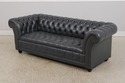 F73359: Blue Leather Chesterfield English Style Lo