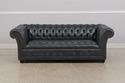 F73359: Blue Leather Chesterfield English Style Lo