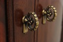 L73444: HENREDON Bow Glass Mahogany Curio China Ca