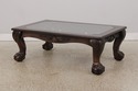 L73511: Large Clawfoot Glass Top Coffee Cocktail T