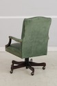 73760: Vintage Green Leather Mahogany Swivel Desk 