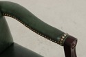 73760: Vintage Green Leather Mahogany Swivel Desk 