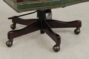 73760: Vintage Green Leather Mahogany Swivel Desk 