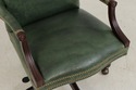 73760: Vintage Green Leather Mahogany Swivel Desk 