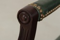 73760: Vintage Green Leather Mahogany Swivel Desk 