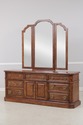 73813: THOMASVILLE Oak Long Dresser w. Trifold Mir