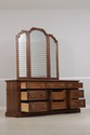 73813: THOMASVILLE Oak Long Dresser w. Trifold Mir