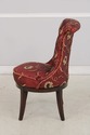 73941: Silk Crewel Work Tufted Back Swivel Chair